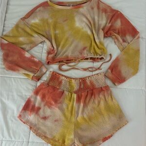 Tie-Dye Crop Top and Shorts Set